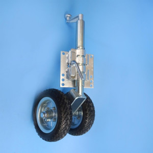 Manutec Twin Jockey Wheel - 2 x 250mm Solid Wheels / 1000kg Static Capacity / Heavy-Duty Clamp -...