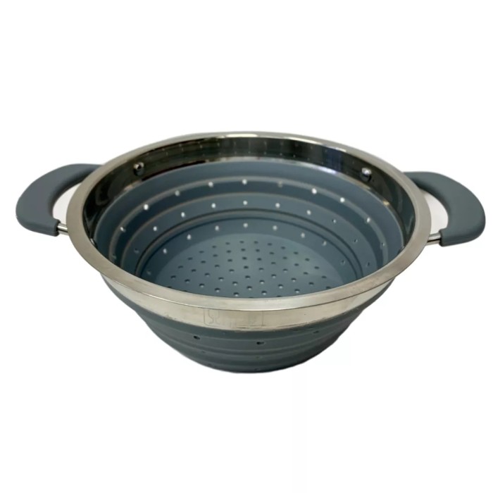 Double Handle Collapsible Colander, Grey CaravansPlus