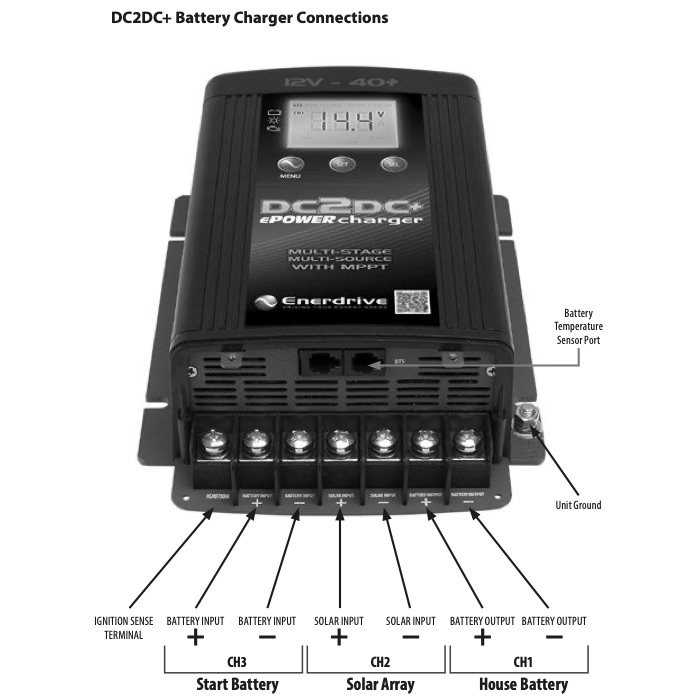 Enerdrive DC to DC Battery Charger w Solar Input - 12V / 40A