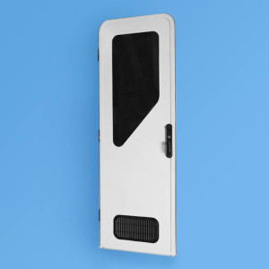 Aussie Traveller DC Caravan Door - 2 Radius Corners - 1070 x 622mm - Left-Hand Hinge - White