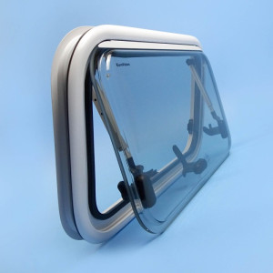 Aussie Traveller EuroVision Window with Blind & Flyscreen - White Frame / 300mm H x 500mm W