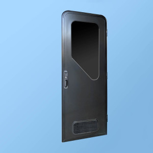 Aussie Traveller DC Caravan Door - 2 Radius Corners - 1540 x 622mm - Right-Hand Hinge - Black