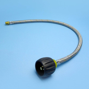 Keefer Stainless Steel Braided LCC27 Gas Pigtail - 600mm - 1/4 inch Male Inverted Flare - Twin-Cylinder...
