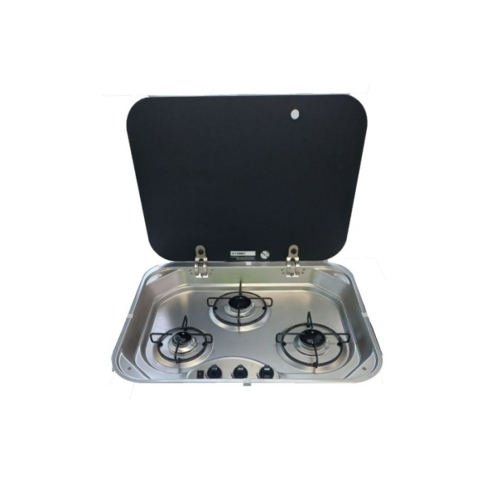 Camec 3 Burner Cooktop W Lid Cooktops & Stoves CaravansPlus