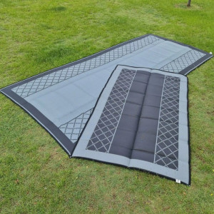 Affordable Camping Mats Recycled Polypropylene Annex Mat - Crisscross Plain Centre / Black & Grey...