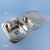 ***SECONDS*** Camec Stainless Steel Sink - 2 Basin & Draining Board - 890x480mm (Inc. Waste & Plug)