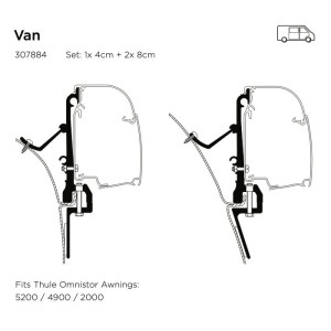 Gutter-Mount Wall-Awning Adaptor Kit - Suits Thule Omnistor 5200 / 4900 / 2000 Awnings on Vans with...