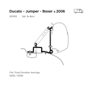 Wall-Awning Adaptor Kit - Suits Thule Omnistor 5200 / 8000 / 2000 Awnings on Pre-2007 Fiat Ducato...