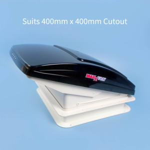 MaxxFan Deluxe Thermostatic Roof Vent - Smoke Rain Dome / Power Lift / Remote / 400 x 400mm Cut-Out
