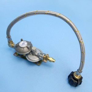 Bromic Two-Stage RV Gas Regulator Kit - LCC27 - Single Cylinder - 450mm Pigtail - 5/16 inch SAE...