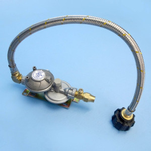 Bromic Two-Stage RV Gas Regulator Kit - LCC27 - Single Cylinder - 450mm Pigtail - 3/8 inch SAE Test...