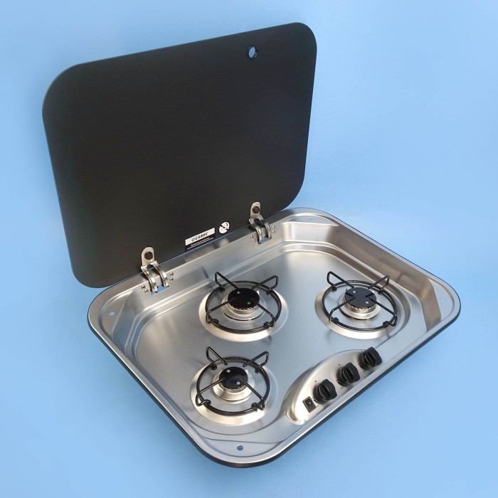 Camec 3 Burner Cooktop W Lid Cooktops & Stoves CaravansPlus