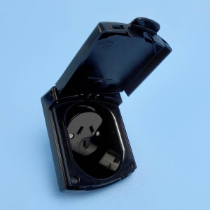 Clipsal Caravan Power Outlet - 240V / 10A - IP34 - Black