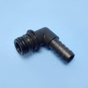 Elbow Hose Barb Adaptor - Quad Male to 12mm Hose Barb - Suits Flojet Water Pumps