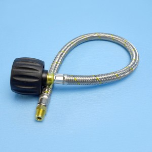 Keefer Stainless Steel Braided LCC27 Gas Pigtail - 450mm - 1/4 inch Male Inverted Flare - Twin-Cylinder...