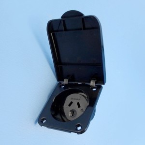 Australian RV Caravan Power Outlet - 240V / 10A - IP44 - Black