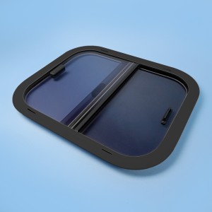 Aussie Traveller Slimline Sliding Window with Flyscreen - Black Frame - 280mm H x 457mm W