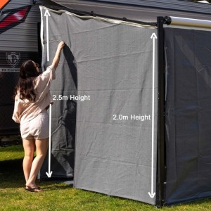 CGear Extra-Drop End Wall Privacy Screen with Zip Door - Grey - Suits Caravans