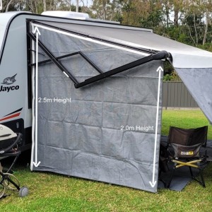 CGear Extra-Drop End Wall Privacy Screen - Grey - Suits Caravans
