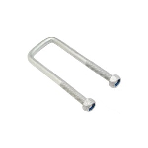 Square U-Bolt - Galvanised - 140 x 45mm / 1/2 inch Whitworth - 2 Nyloc Nuts Included