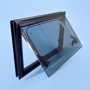 Aussie Traveller S4 Window with Integrated Blind & Flyscreen - Black Frame / 300mm H x 500mm W
