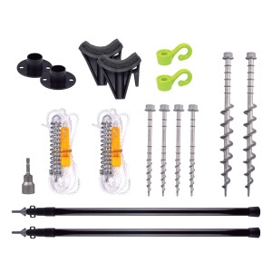 Aussie Traveller Electric Roll-Out Awning Cradle Support Kit with Poles - Black